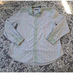 Lenor Romano Shirt XL Contrasting Collar Cuffs Yoke Long Sleeves Casual Party